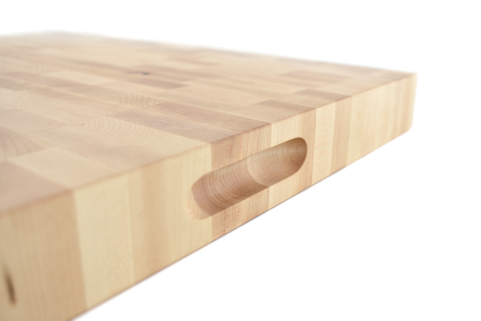 Maple Large End grain butcher block with side handle indents 