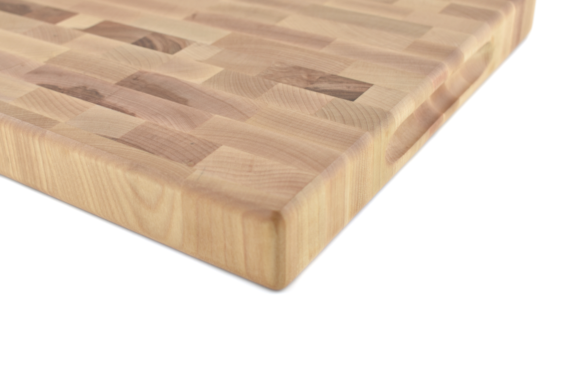 Maple Medium End grain butcher block with side handle indents 