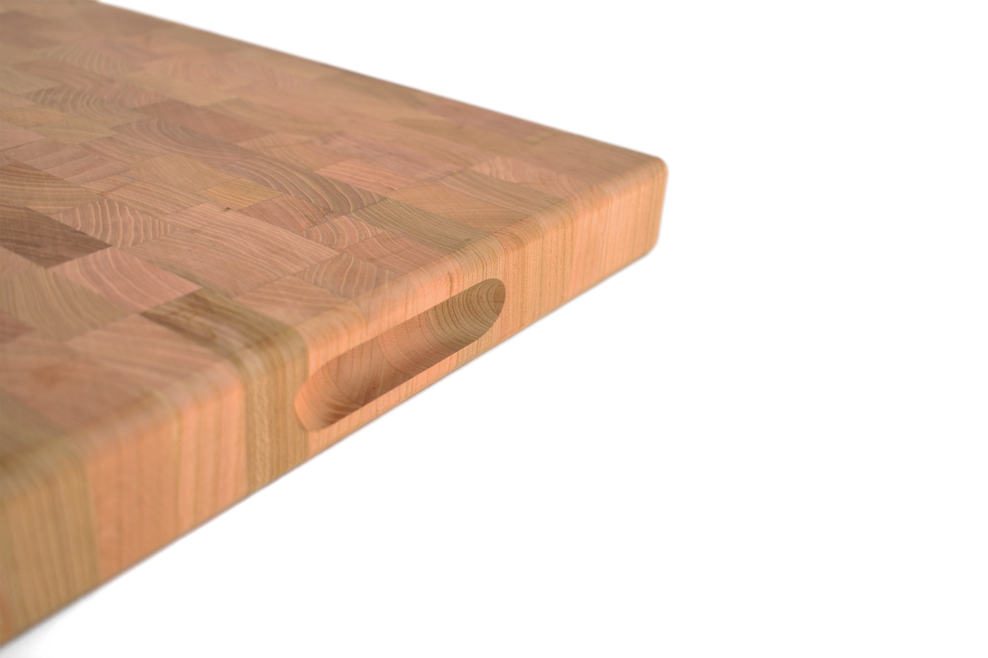 Cherry Medium End grain butcher block with side handle indents 